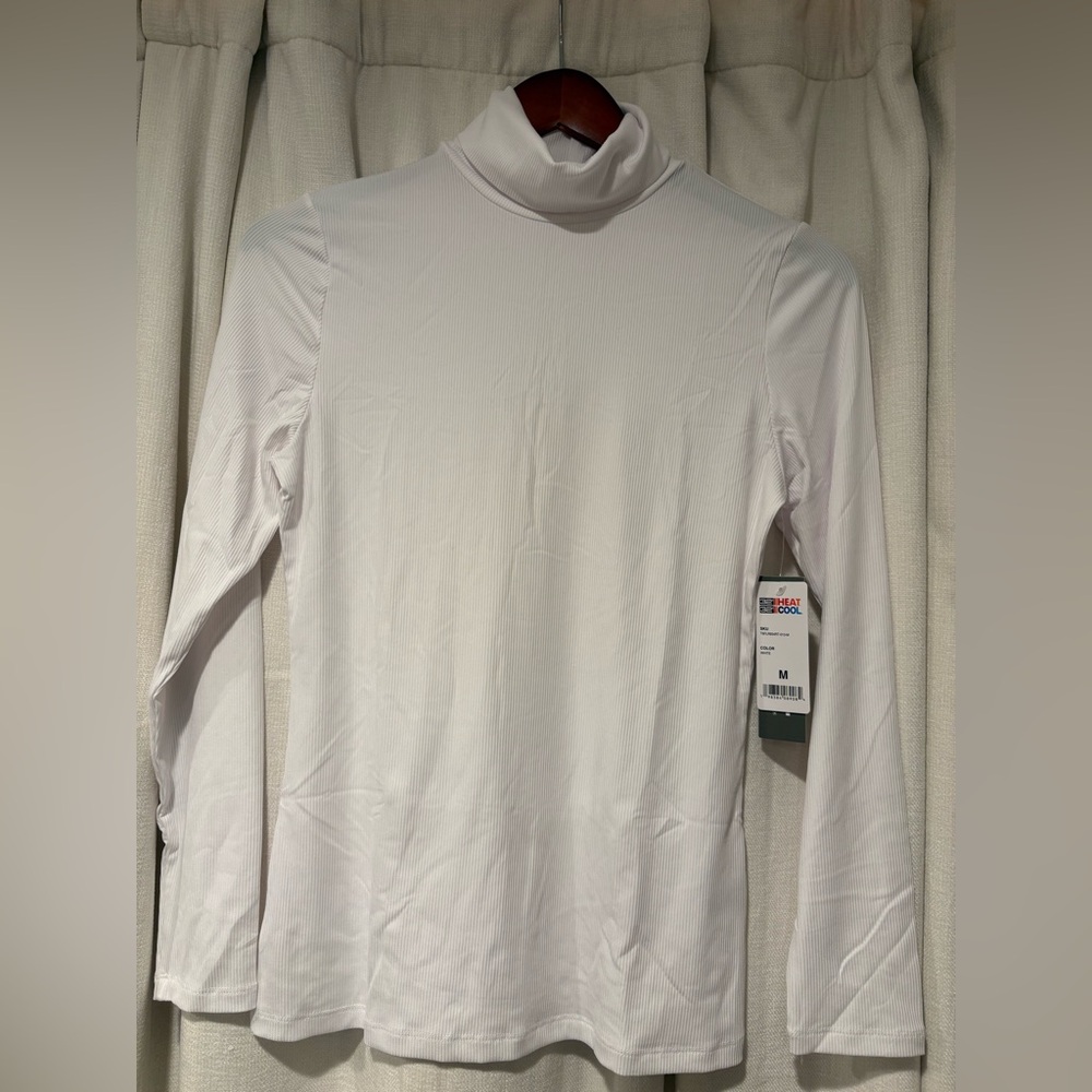 32 Degrees White Ribbed Turtleneck
